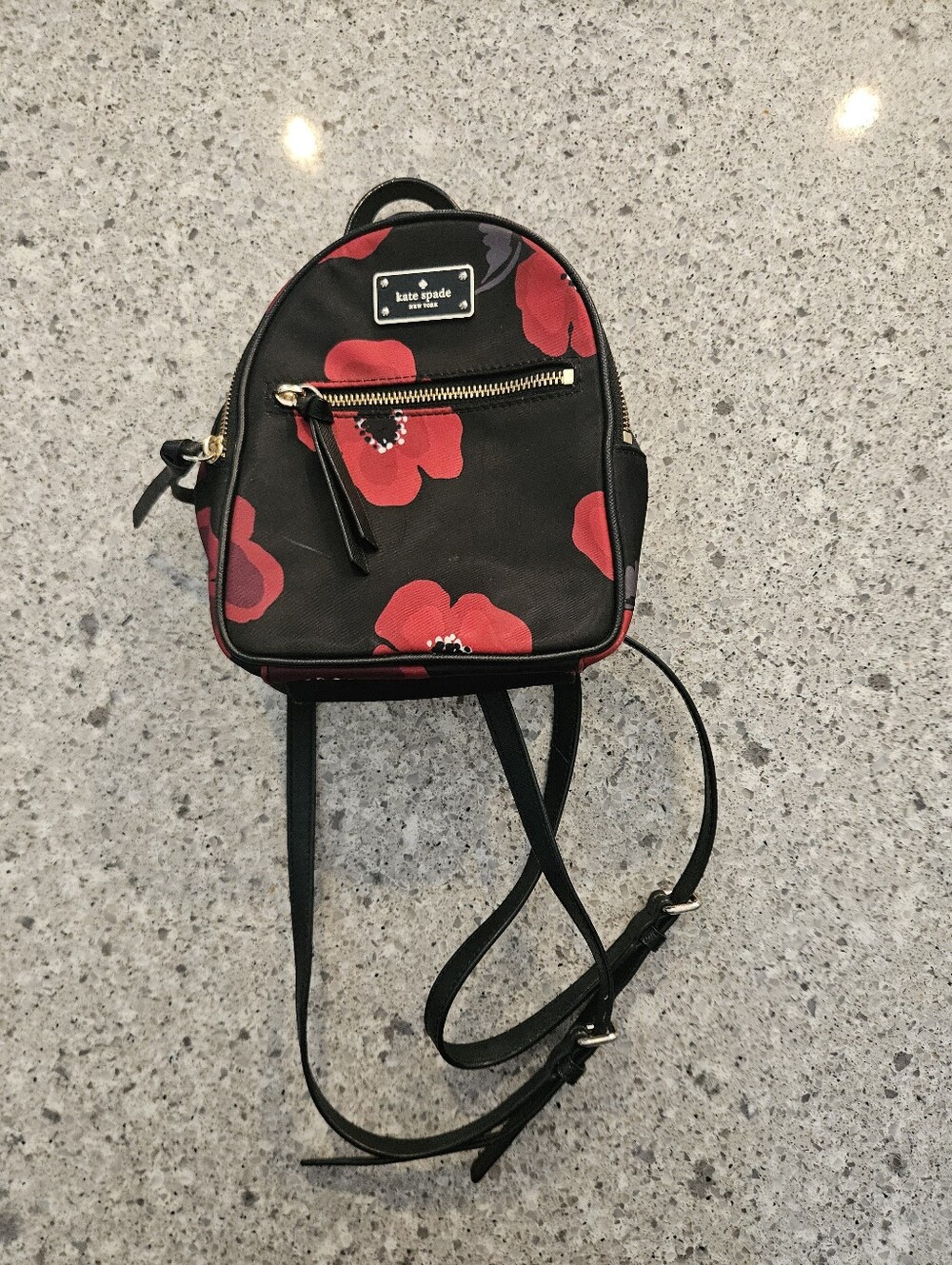 kate spade Black Red Floral Mini Backpack